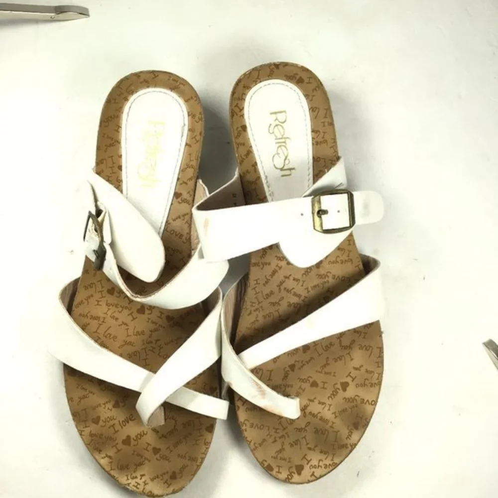 Refresh Baha Pinch Toe Sandal White Size 8 - Picture 3 of 12